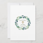 緑豊かなユーカリの葉金ゴールド十字聖餐式 招待状 (裏面)