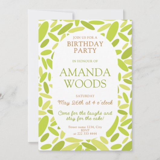 緑豊かなリーピーディライト誕生日 招待状 (正面)