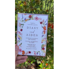 緑豊かなワイルドフラワー&バラゴールドフォイル結婚ズ 箔招待状