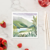 緑豊かな丘陵 | 緑の水彩画の自然の絵画 スタンダードカクテルナプキン (インサイチュ)