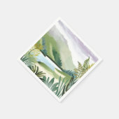 緑豊かな丘陵 | 緑の水彩画の自然の絵画 スタンダードカクテルナプキン (角)