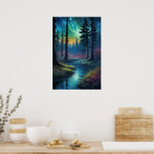 緑豊かな古い森の上の宇宙交響曲 ポスター (キッチン)