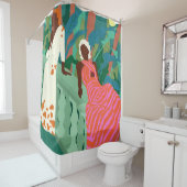 緑豊かな夜と流れるドレス シャワーカーテン (インサイチュ)