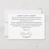 緑豊かな天然のユーカリの花の葉のウェディング サンキューカード (裏面)