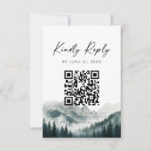 緑豊かな峰々　もやのかかる森　水彩　ご参加のお返事を 出欠カード (正面)