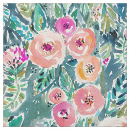 緑豊かな庭の水彩画の花柄 ファブリック