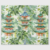 緑豊かな景観に彩られたアジアの水彩塔(11) ラッピングペーパー (フラット)