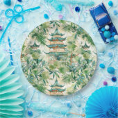 緑豊かな景観に彩られたアジアの水彩塔(12) ペーパープレート (パーティー)