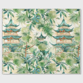 緑豊かな景観に彩られたアジアの水彩塔(12) ラッピングペーパー (フラット)