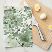 緑豊かな景観に彩られたアジアの水彩塔(13) キッチンタオル (四つ折り)