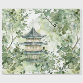 緑豊かな景観に彩られたアジアの水彩塔(13) ラッピングペーパー (フラット)