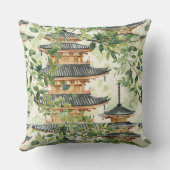 緑豊かな景観に彩られたアジアの水彩塔(16) クッション (裏面)