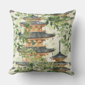 緑豊かな景観に彩られたアジアの水彩塔(16) クッション (正面)