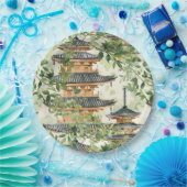 緑豊かな景観に彩られたアジアの水彩塔(16) ペーパープレート (パーティー)