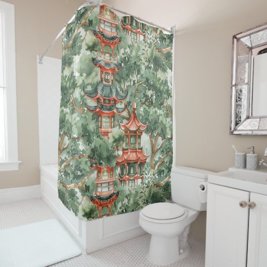 緑豊かな景観に彩られたアジアの水彩塔(17) シャワーカーテン (インサイチュ)