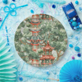 緑豊かな景観に彩られたアジアの水彩塔(17) ペーパープレート (パーティー)