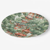 緑豊かな景観に彩られたアジアの水彩塔(17) ペーパープレート (アングル)