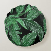 緑豊かな暖かいジャングル葉 ラウンドクッション (裏面)