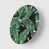緑豊かな暖かいジャングル葉 ラウンド壁時計 (傾斜)