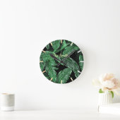緑豊かな暖かいジャングル葉 ラウンド壁時計 (ホーム)