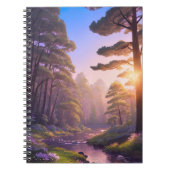 緑豊かな松林の夕日 ノートブック (正面)