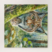 緑豊かな森のオオヤマネコ ジグソーパズル (横)