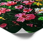 緑豊かな森の中の湖の風景が咲く野花 ポスター (角)