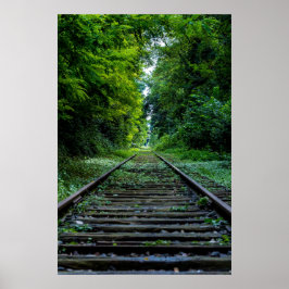 緑豊かな森の中の鉄道の線路 ポスター