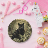 緑豊かな森の中の黒猫 ペーパープレート (パーティー)