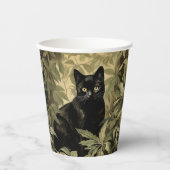 緑豊かな森の中の黒猫 紙コップ (正面)
