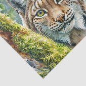 緑豊かな森の水彩色のオオヤマネコ 薄葉紙 (詳細)