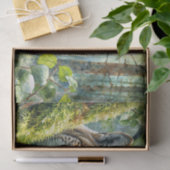 緑豊かな森の水彩色のオオヤマネコ 薄葉紙 (ギフト)