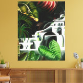 緑豊かな森の滝の幾何学的なアートスタイルv1 キャンバスプリント (インサイチュ (リビング))