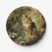 緑豊かな森の猫 ペーパープレート (正面)