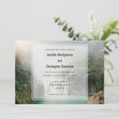 緑豊かな森の美しい滝結婚 招待状 (スタンド正面)