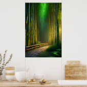 緑豊かな森を抜ける木道 ポスター (キッチン)