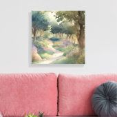 緑豊かな森を抜ける魅惑的な水彩路 キャンバスプリント (インサイチュ (リビング))