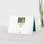 緑豊かな森林と動物たち、キツネとウサギ、グリーンフローラル シーズンカード (裏面)