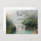 緑豊かな森林のそばの美しい滝　ありがとう ポストカード (正面/裏面)