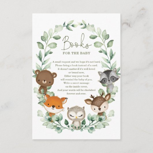 緑豊かな森林動物のベビー エンクロージャーカード (正面)