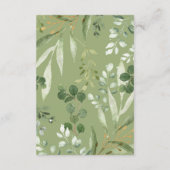 緑豊かな森林動物のベビー エンクロージャーカード (裏面)