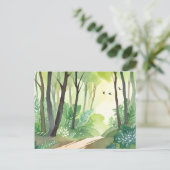 緑豊かな森林 | 自然の水彩画 ポストカード (スタンド正面)