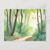 緑豊かな森林 | 自然の水彩画 ポストカード (正面)