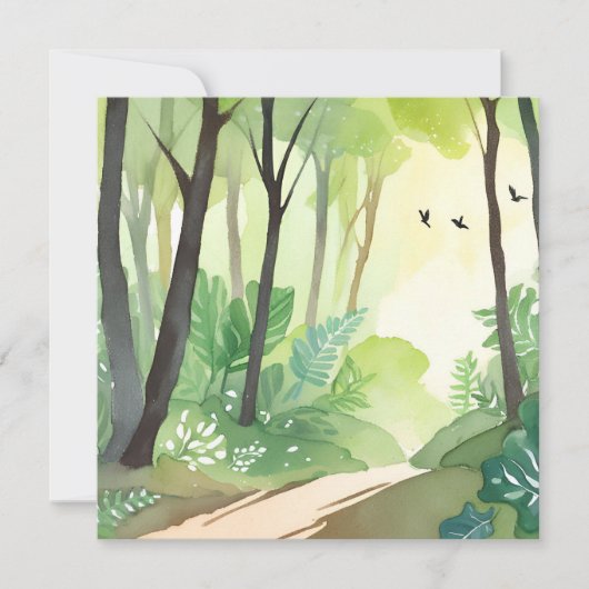 緑豊かな森｜自然の水彩画 カード (正面)