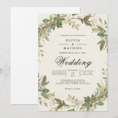 緑豊かな植物の門でのウェディング 招待状 (正面/裏面)