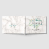 緑豊かな水の色オリーブの枝のリース結婚ズ ゲストブック (全面)