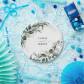 緑豊かな水の色ユーカリの緑エレガント ペーパープレート (パーティー)