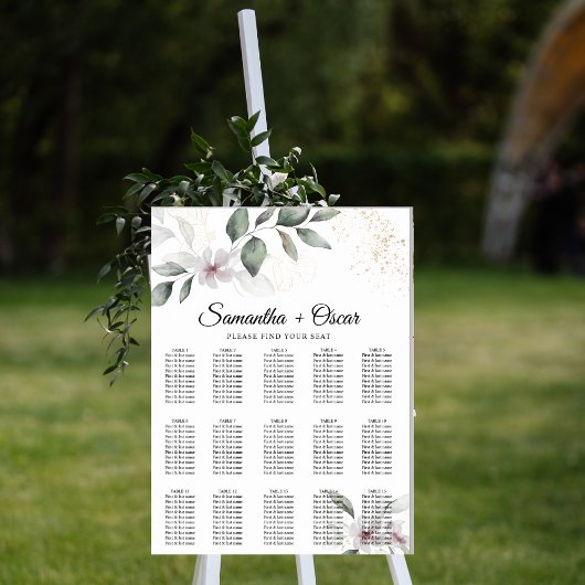 緑豊かな水彩の葉と花 | ゴールド ポスター