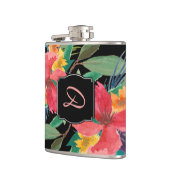 緑豊かな水彩フローラモノグラム フラスク (左)