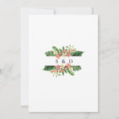 緑豊かな水彩熱帯花葉の結婚花 招待状 (裏面)
